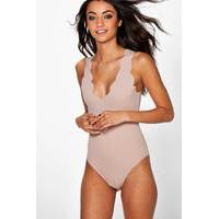 Miah Scallop Edge Plunge Textured Body - stone