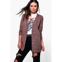 Mid Length Open Front Cardigan - dusky pink