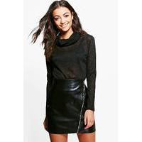 mia slub roll neck jumper black