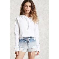 Mid-Rise Ripped Denim Shorts