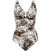 Miraclesuit 1 Piece Brown Swimsuit Palisades Sheer Safari women\'s Swimsuits in brown