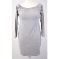 missguided size 1o grey marl 34 length sleeved smock tunic