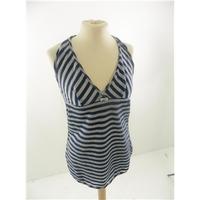 Miss Sixty Medium Blue/Silver Halter Neck Lurex Stripe Top