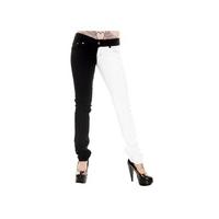 Mid Rise Black & White Split Leg Stretch Skinny Jeans - Size: Waist 36"