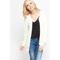 mix knit tassel hem cardigan