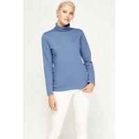 Middle Blue Roll Neck Top