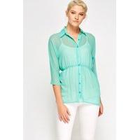 Mint Sheer Elasticated Blouse