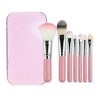 Mini Style Gift 10cm PINK 7pcs Cute Makeup Cosmetic Makeup Brush Set Kit Pouch Bag Case Brushes