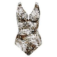 Miraclesuit 1 Piece Brown Swimsuit Palisades Sheer Safari