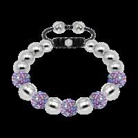 Mixed Lilac Colour Crystal & Stainless Steel 10mm Bracelet