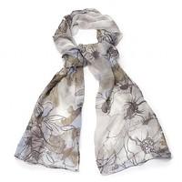 Misty Grey Floral Scarf