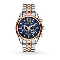 michael kors chronograph navy dial two tone unisex watch