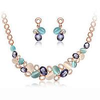 MISSING Women Cute / Party Rose Gold Plated / Alloy / Gemstone Crystal Necklace / Earrings Jewelry Sets