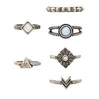 Midi Rings Band Rings Ring Jewelry Opal Alloy Silver Jewelry Party Daily Casual 1set