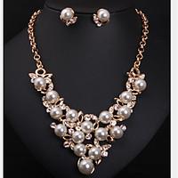 missing u women cute party alloy rhinestone imitation pearl necklace e ...