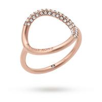 Michael Kors Rose Gold Tone Stone Set Ring - Ring Size O