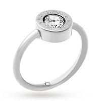 michael kors silver coloured crystal ring ring size p