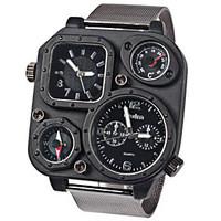 Military Watches with Double - movt Two Small Decorating Hands Square and Steel Band for Men - BLACK Fashion Wrist Watch Cool Watch Unique Watch