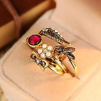 Midi Rings Gemstone Pearl Imitation Pearl Rhinestone Alloy Wings / Feather Jewelry Daily Casual 1set