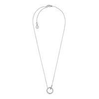 Michael Kors Silver Tone Logo Circle Pendant Necklace