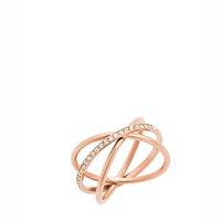 Michael Kors Brilliance Pave Rose Gold Tone Crossover Ring