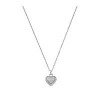 michael kors silver tone heart pave necklace