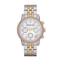 Michael Kors Ladies Ritz Chronograph Rose Gold Plated and Steel Watch