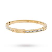 michael kors gold plated crystal set logo plaque bangle