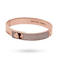 Michael Kors Ladies Rose Gold Pave Bangle Lock