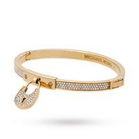 Michael Kors Ladies Yellow Gold Padlock Pave Bangle