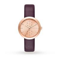 michael kors ladies garner plum leather chronograph watch mk2575