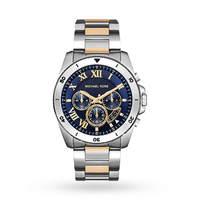 michael kors brecken chronograph blue dial two tone mens watch