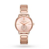 Michael Kors Ladies Portia Rose Gold Plated Bracelet Watch