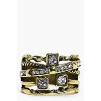 Mixed Design Diamante Ring - gold