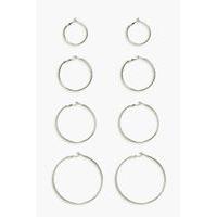 Mixed Size Simple Hoop Earring Set - gold