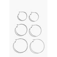 Mixed Size Hoop Earring 3 Pack - silver