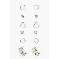 mixed shapes 6 earring pack multi