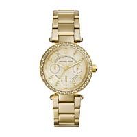 michael kors parker ladies stone set dial gold plated bracelet watch