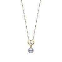 Mikimoto Tremolo 18ct Yellow Gold 0.02ct Diamond Pearl Necklace