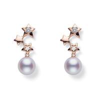 Mikimoto 18ct Rose Gold Diamond and Pearl Starry Night Earrings