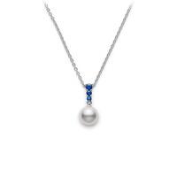 mikimoto necklace pearl and sapphire 18ct white gold