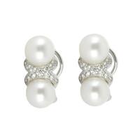 Mikimoto 18ct White Gold Diamond Akoya Pearl Earrings
