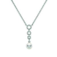 Mikimoto Necklace Lace Diamond and Pearl Necklace 18ct White Gold