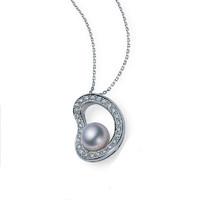 Mikimoto 18ct White Gold 0.16ct Diamond Akoya Pearl Necklace
