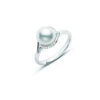 Mikimoto Ring Akoya Centre Pearl Diamond And 18ct White Gold