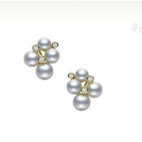 Mikimoto 18ct Yellow Gold Diamond Pearl Bubble Stud Earrings