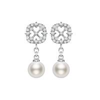 Mikimoto 18ct White Gold 0.45ct Diamond White Pearl Cushion Heart Earrings