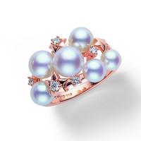 Mikimoto Starry Night 18ct Rose Gold 0.09ct Diamond Akoya Pearl Ring