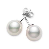 Mikimoto 18ct White Gold 7-7.5mm White Grade A Pearl Stud Earrings