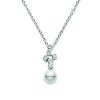 Mikimoto Frost 18ct White Gold 0.34ct Diamond Pearl Necklace